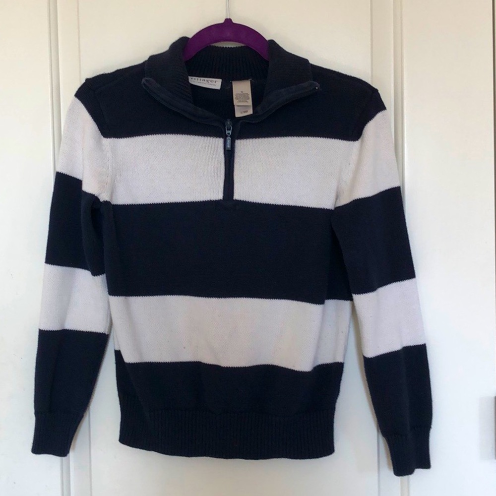 Villager Half-Zip White/Navy Pullover Swea…
